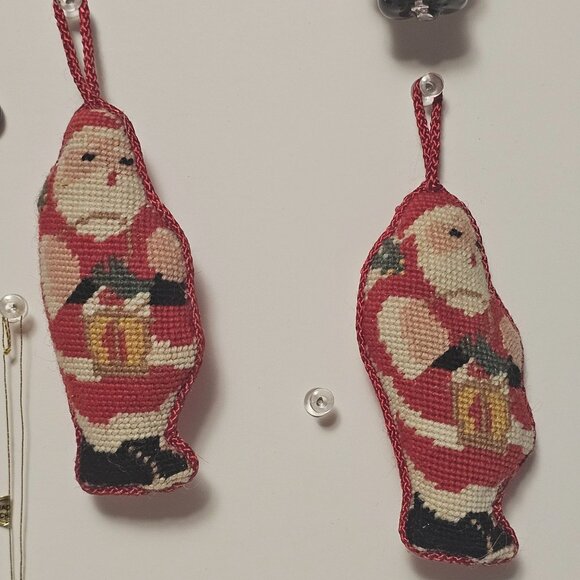 10 VTG Assorted Santa Christmas Ornaments Kurt Adler, Silvestri, Needlepoint - Picture 4 of 12